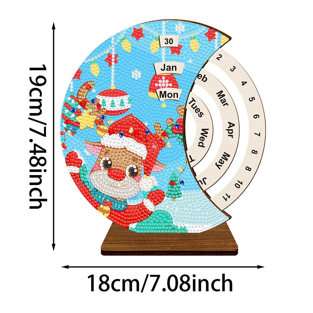 

Diamond Art Rotating Calendar Desk Decor Kit Wooden 5D DIY Diamond Painting Perpetual Calendar Desk Calendar for Home Decoration
