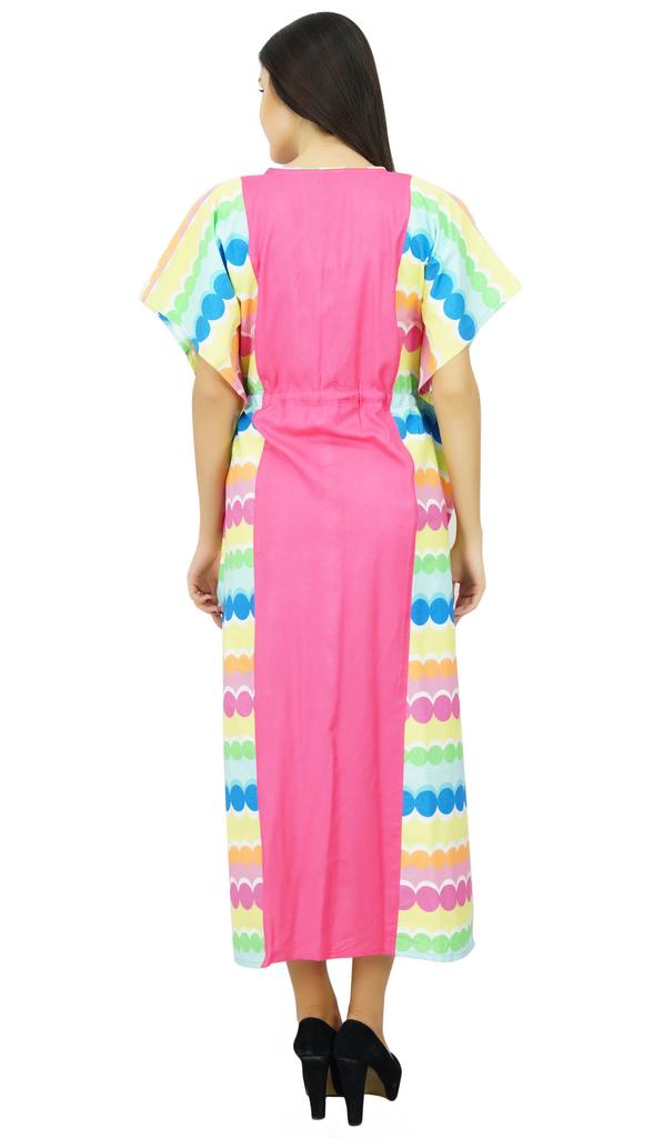 Bimbae Womens Long Cotton Pannel Caftan Designer Collection Beach Cover Up Kaftan