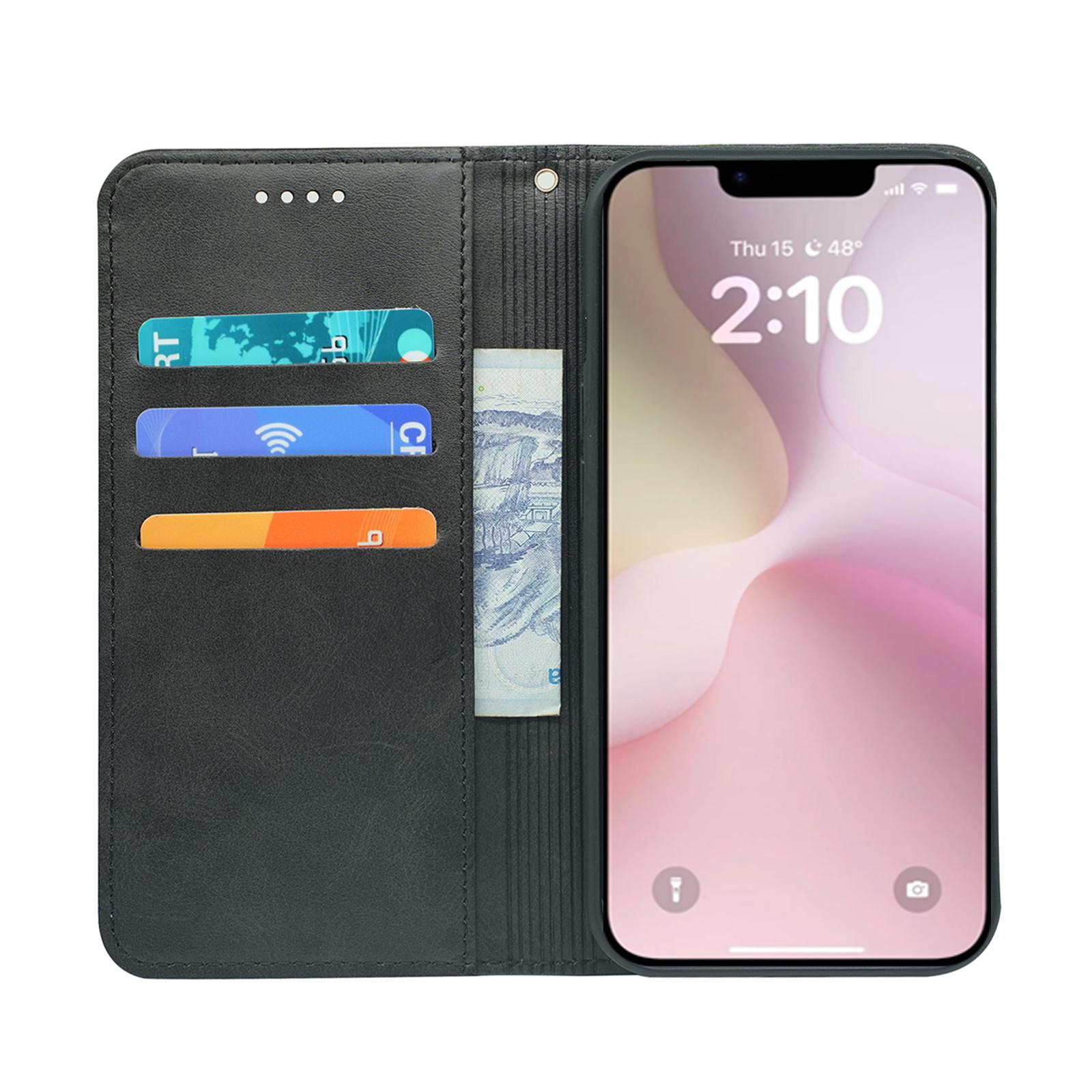 

For iPhone 16e Case Wallet Calf Texture Leather Phone Cover with Hidden Magnetic Closure Rose Gold