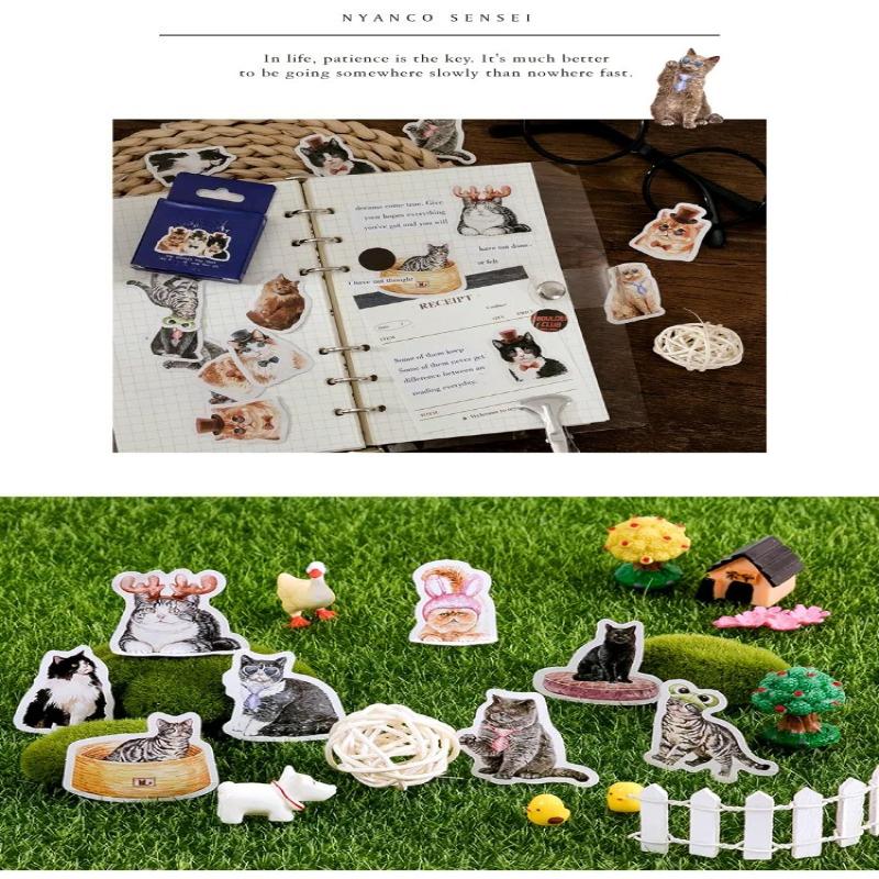 45Pcs/box Cat Collection Cute Boxed Kawaii Decoration Stickers Planner Scrapbooking Stationery Japanese Diary Stickers