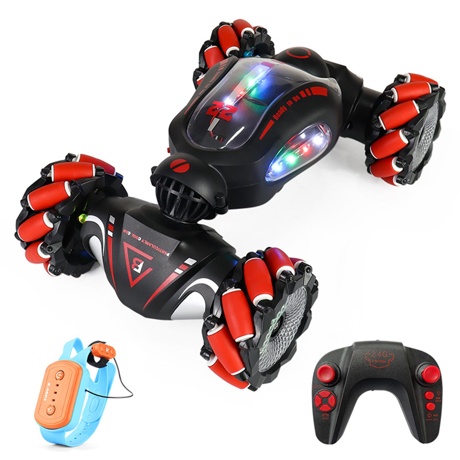 Remote Control Stunt Car 2.4GHz Remote Control Car Remote Control Spray Car with Function Lateral Movement, Breathing Light, Deformation, Double
