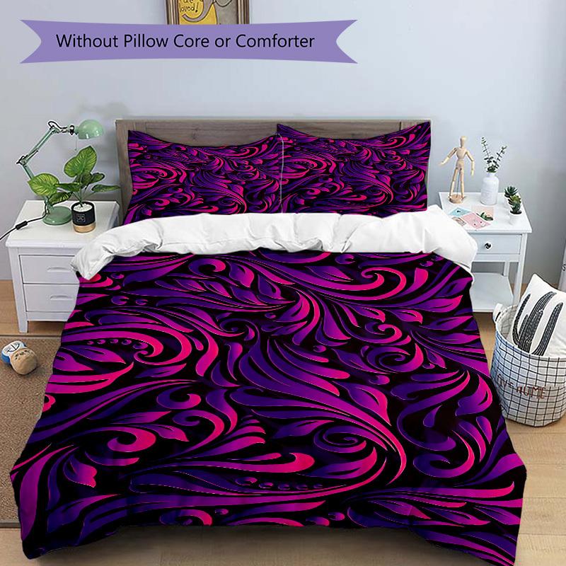 3pcs Floral Patterns Bedding Set, Includes Without Pillow Inserts, Soft Comfortable Bedding Set,All-Season Use a0924046