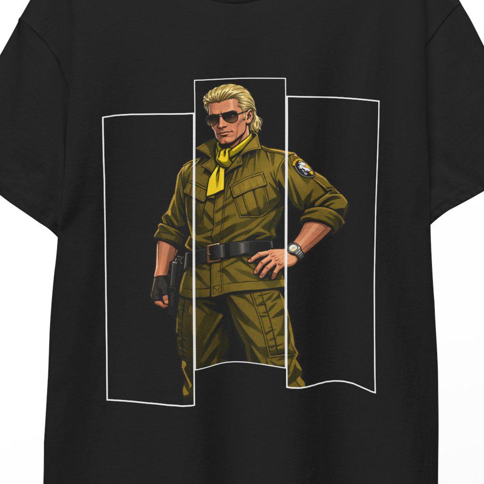 Metal Gear Solid Shirt Art Solid Snake Graphic Tee MGS Metal Gear Solid Video Game Shirt Retro Snake Design Classic MGS Iconic Art Tee S