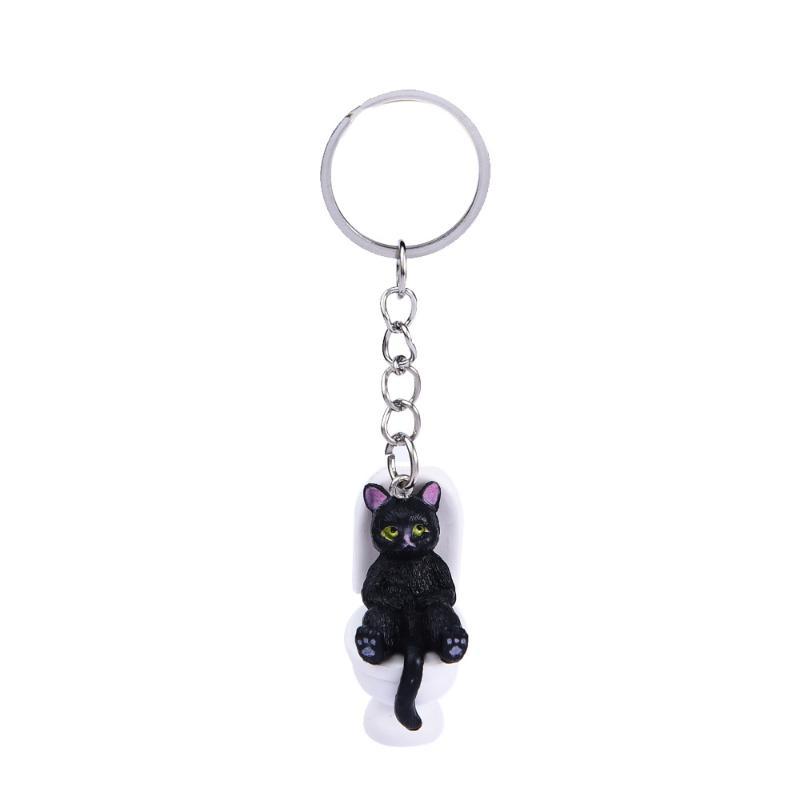 Funny Pvc Cat Keychain Toilet Shape Design Color Options For Cat Lovers Bag Car Key Decor