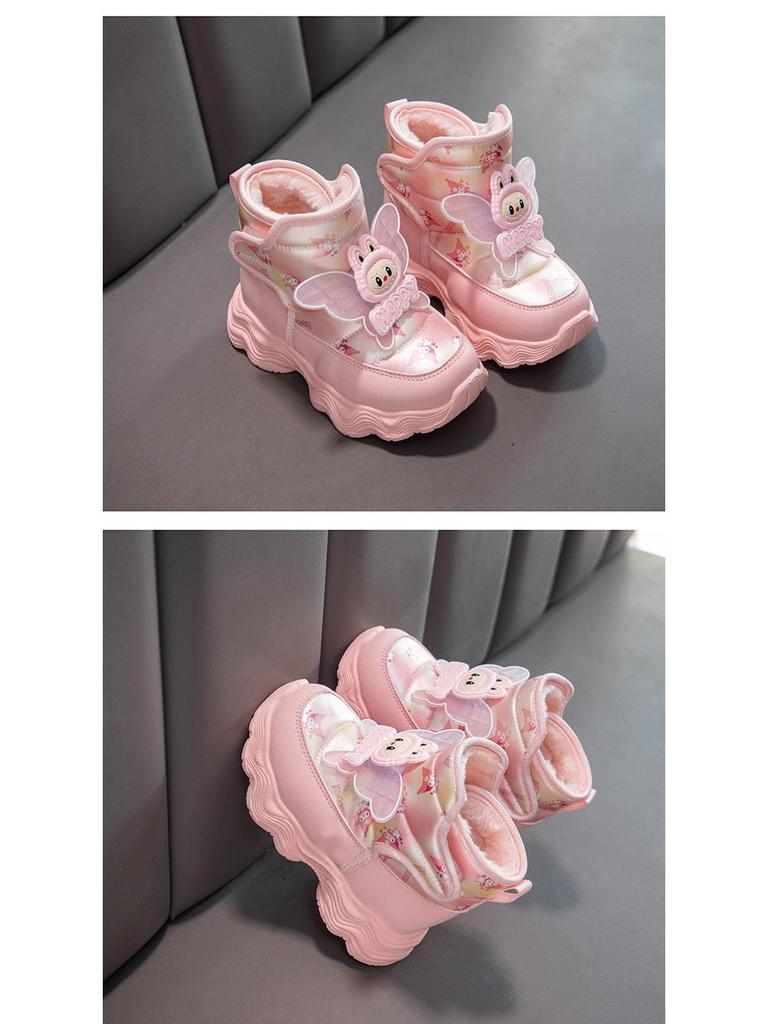 Mädchen Winterstiefel 2025: Wasserdichte, rutschfeste Schneestiefel mit Plus-Samt für Wärme, Lederoberfläche, mittlere und große Größen.