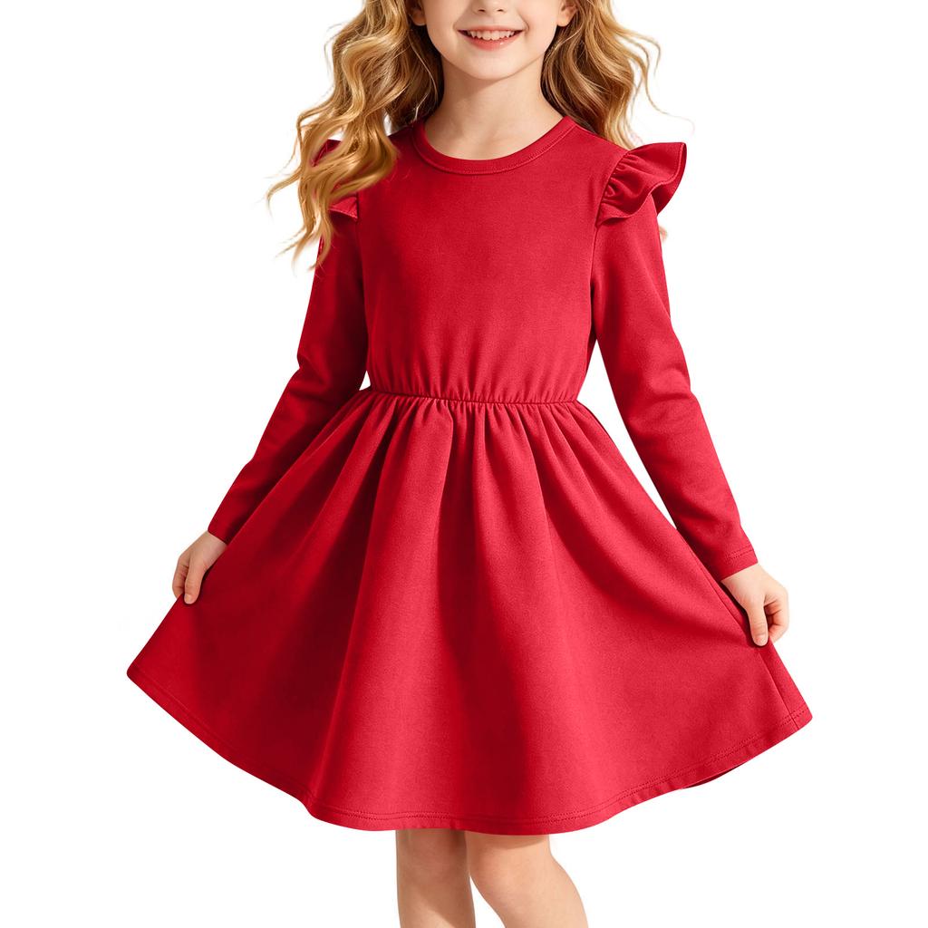 Abito da bambina alla moda a maniche lunghe per l'uso quotidiano casual