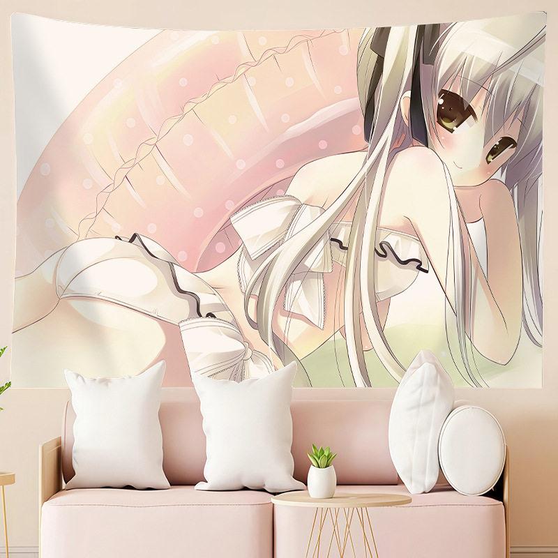 Japanese Anime Girl Cartoon Print Tapestry Wall Hanging For Bedroom Room Decor Aesthetic Background Cloth
