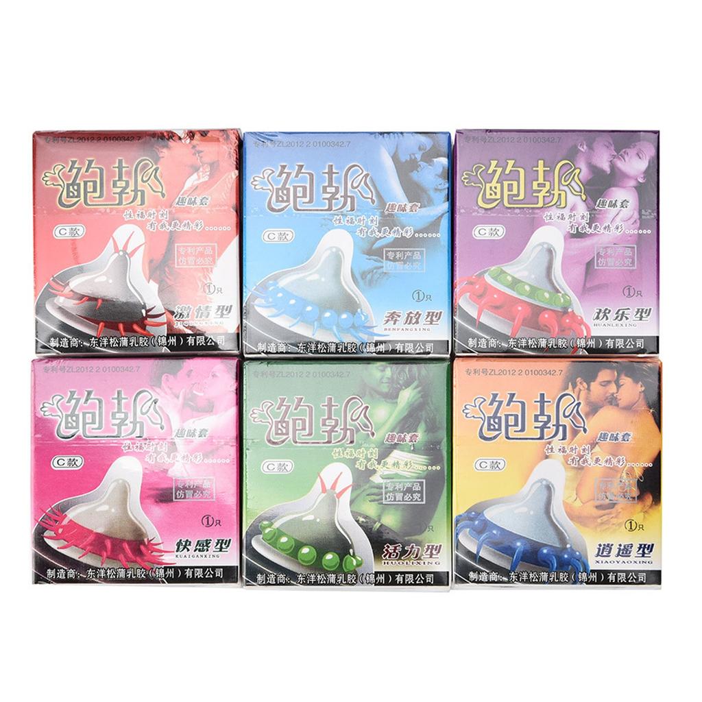 Adult Condoms Latex Sensitive Dotted Massage Ribbed Stimulate 6pc