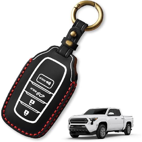 Muslogy Key Fob Cover Compatible with Toyota Tacoma 2024 Accessories Smart Key Shell 4-Button Remote Key Fob Case Replacement Protection Custom Made