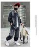 Boys' Trendy Plaid Denim Set: Spring/Autumn Korean Style 2025, Two-Piece Look for Mid-to-Big Kids