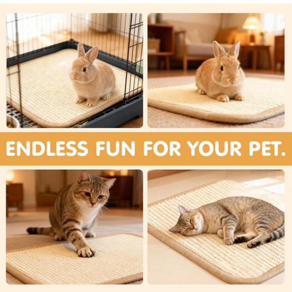 Bunny Scratch Mat Indoor Foraging Scratcher Rug 15.7x23.6 Inches Rabbit Mat for Cage Hutch Floor Home Resting Biting Sleeping