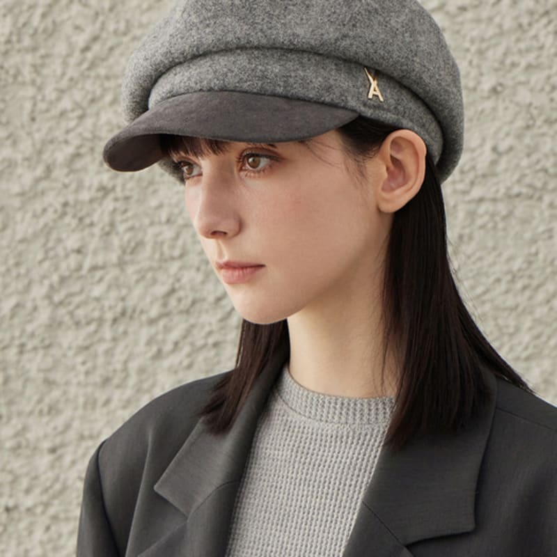 

VARZAR VA Studded Wool Combo Newsboy Cap in Gray FREE