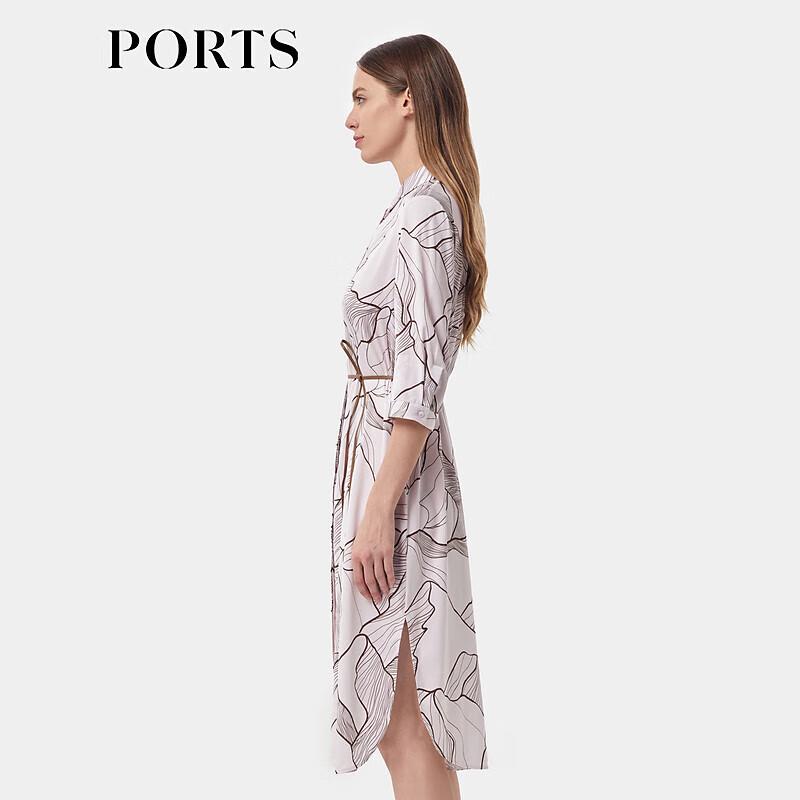 PORTS Women's Spring/Summer Printed Silk Shirt Dress