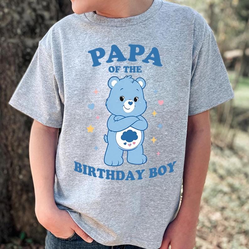 Papa of the Birthday Boy Shirt, Blue Care Bear Grumpy Bear Birthday Tee, Custom Dad Birthday Shirt, Blue Bear Father Gift, Matching Papa Tee 120