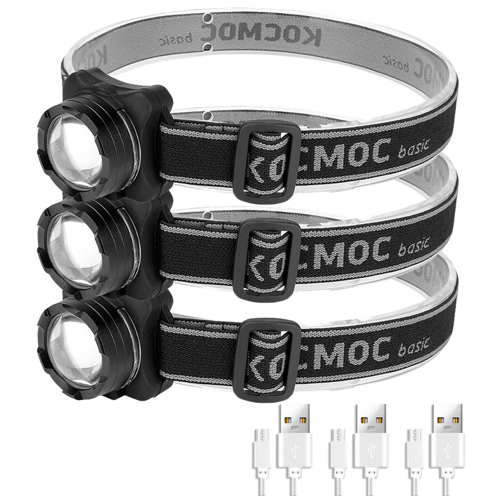 COB LED Headlamp USB Rechargeable Headlight LED Head Torch Built-in Battery Waterproof 3 Modes Camping Fishing Emergency Lantern