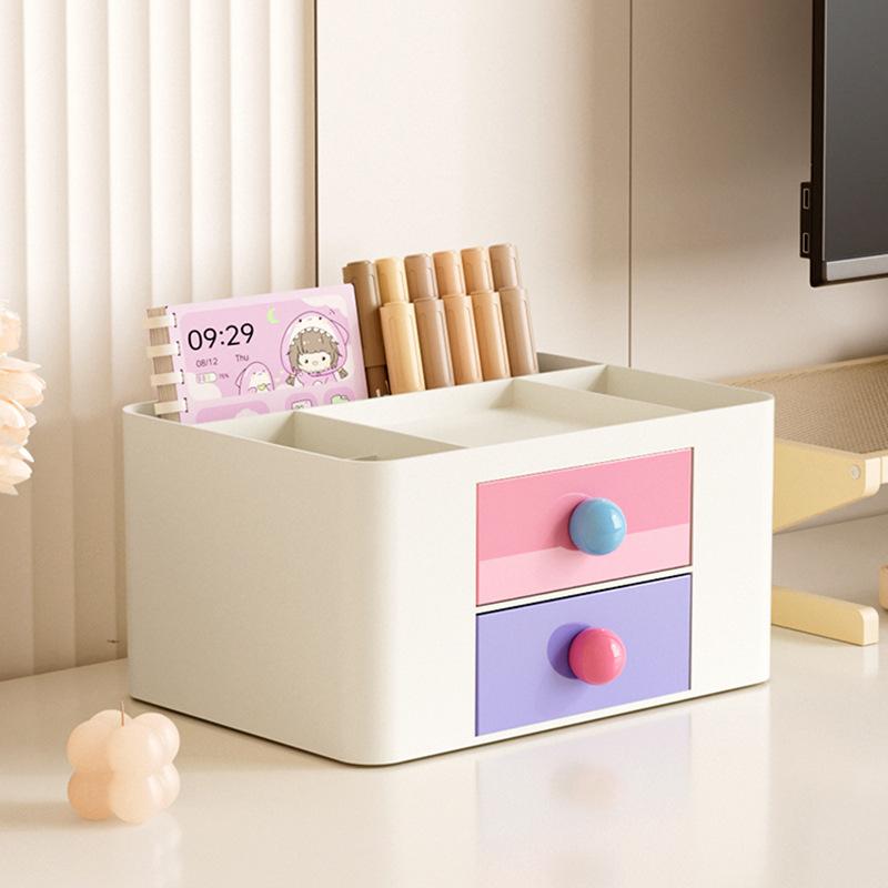 Desktop Drawer-Style Storage Box Dopamine Ins Style Student Desk Stationery Organization Large-Capacity Stackable Storage Rack