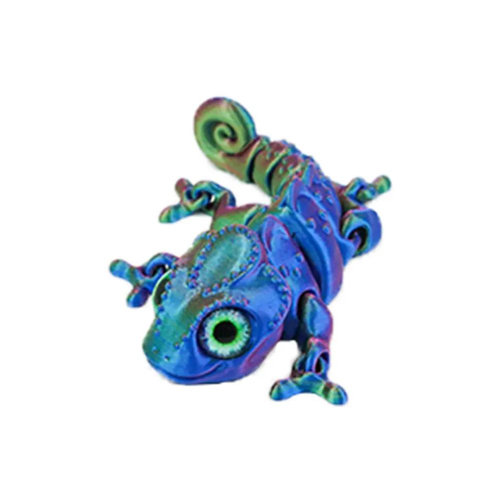 3D Printing Chameleon Figures Multi-Joint Movable Simulation Eyes for Home Accessories Kids Gift Living Room Decoration