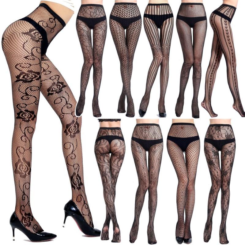 Sexy Fishnet Jacquard Lingerie Pantyhose Costume Set For Women