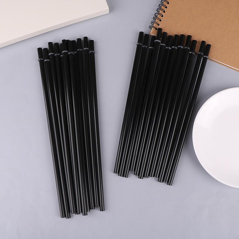 12Pcs 23/27Cm Long Hard Plastic Straws With 1 Straw Brush Reusable Black Straws Tumbler Replacement Straws Cup Accessories