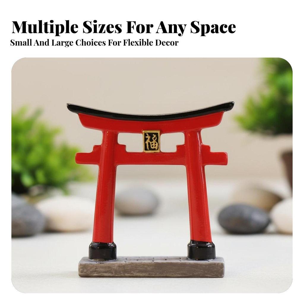 3 Japanese Miniature Torii Gates, Resin Model of Ancient Architecture, Bonsai Office Decoration