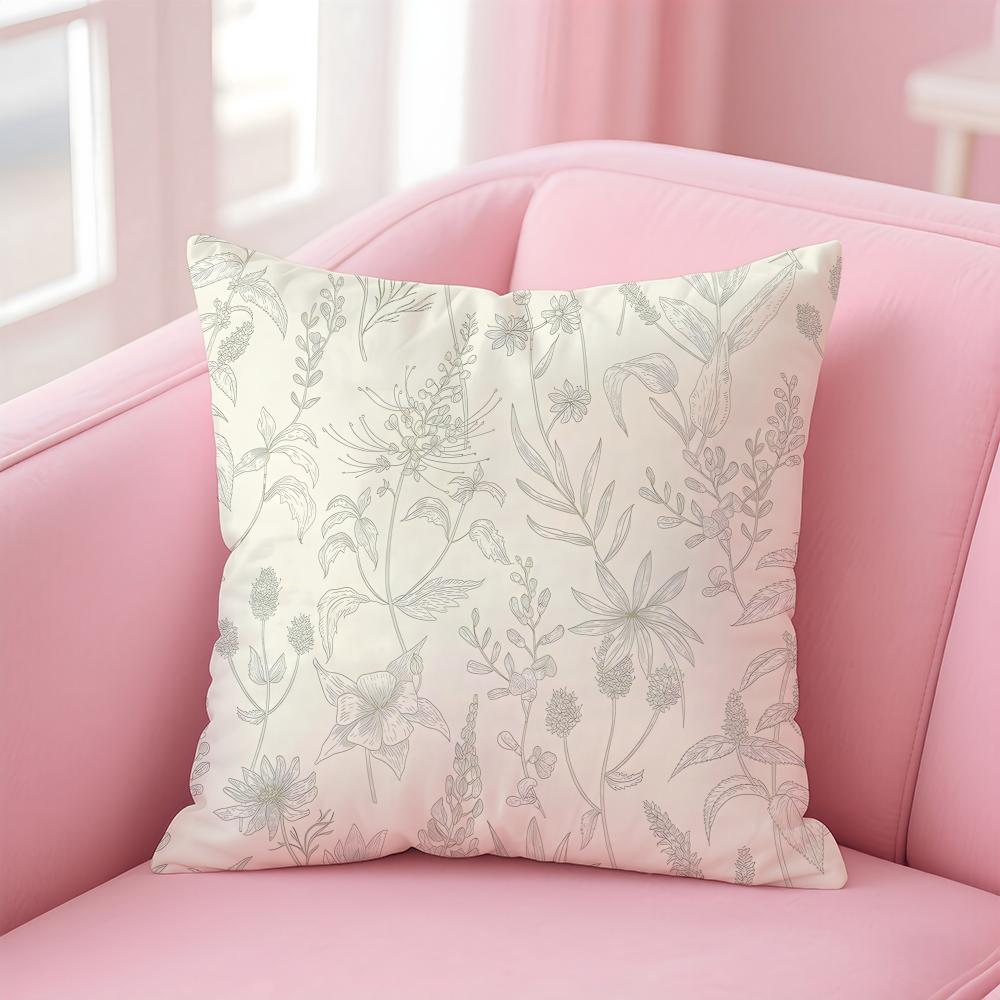 Simple, Classic, Retro-Style Floral And Bird Pattern Cushion Cover Linen Pillowcase Cover Soft Decor For Sofa Home Room