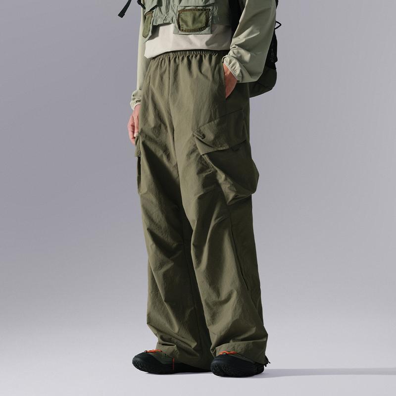 Li Ning CF Suo Solid Color Comfortable Breathable Outdoor Water-Resistant Straight Casual Pants Men Bottoms Military-Green AYKU717-8