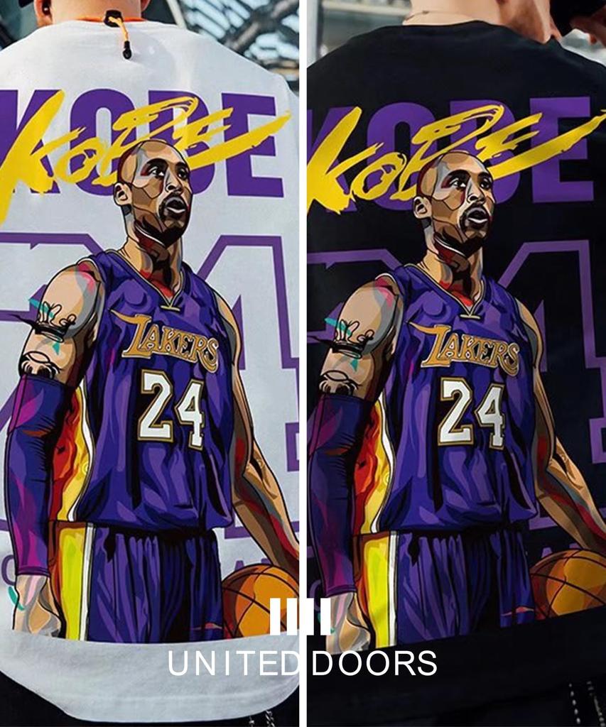 The Doors Men's Lakers Los Angeles Kobe Short Sleeve T-Shirt, Round Neck, Stylish, Size XL, Black, 5S-D18-BKXL