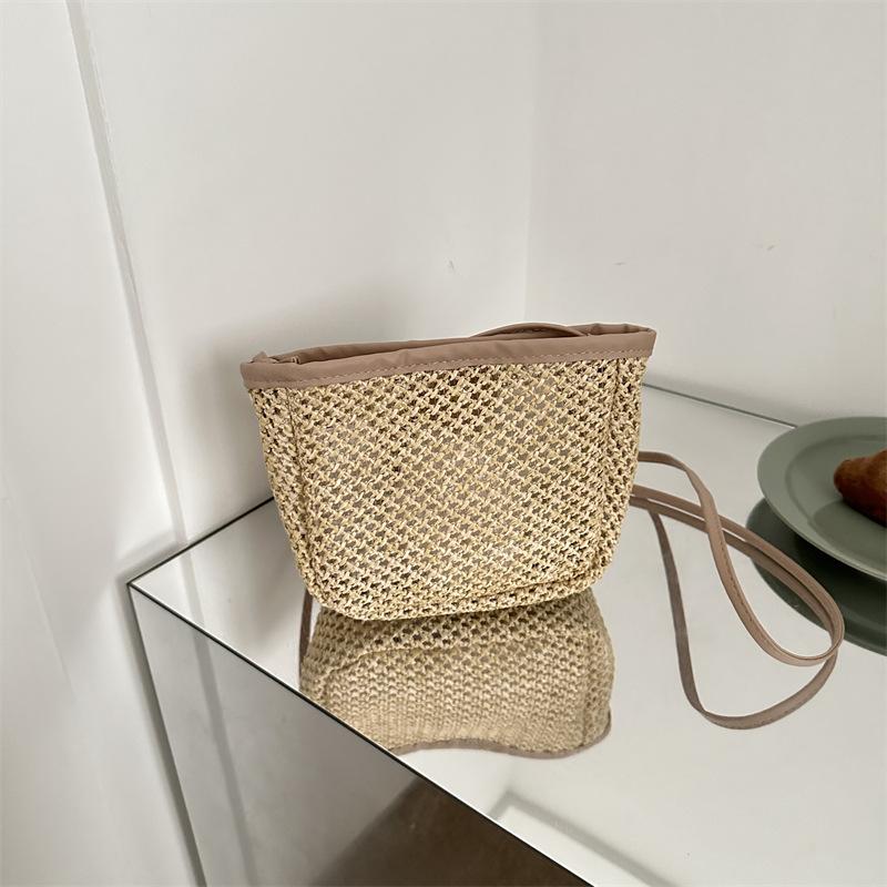 2025 Summer New Fashion Straw Bag Handbag, Retro Literary One-shoulder Messenger Mobile Phone Bag Women's Bag