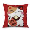 Home Decor Merry Christmas Chinese Lucky Cat Print Pillowcase Happy New Year Christmas Decorations Funda De Almohada