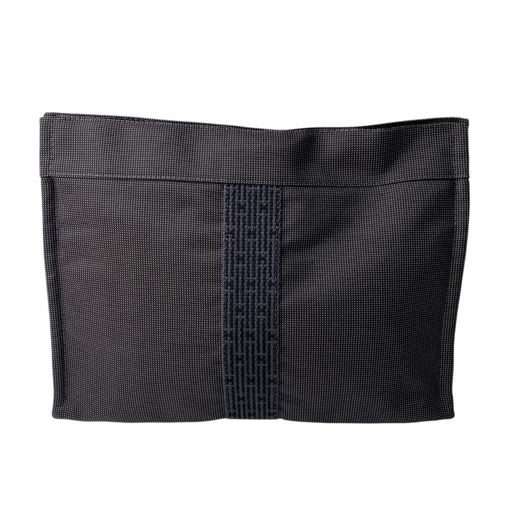 Używana torba kopertówka HERMES płótno szaro-czarne męska