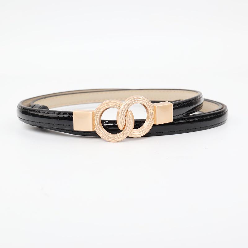 Korean Style Women's Patent Leather Thin Belt - Fashionable Waist Accessory for Dresses