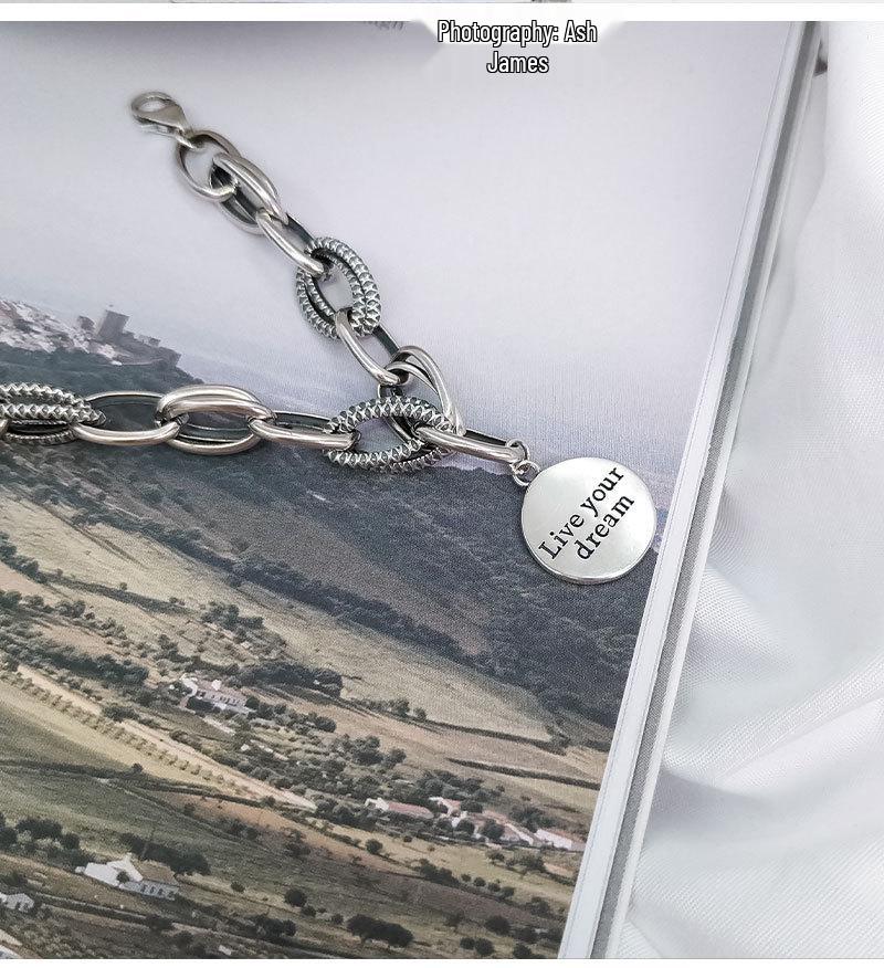 Korean Copper Dream Bracelet: Women's Retro Fashion Letter Wristband, Artistic Niche Jewelry Trend.