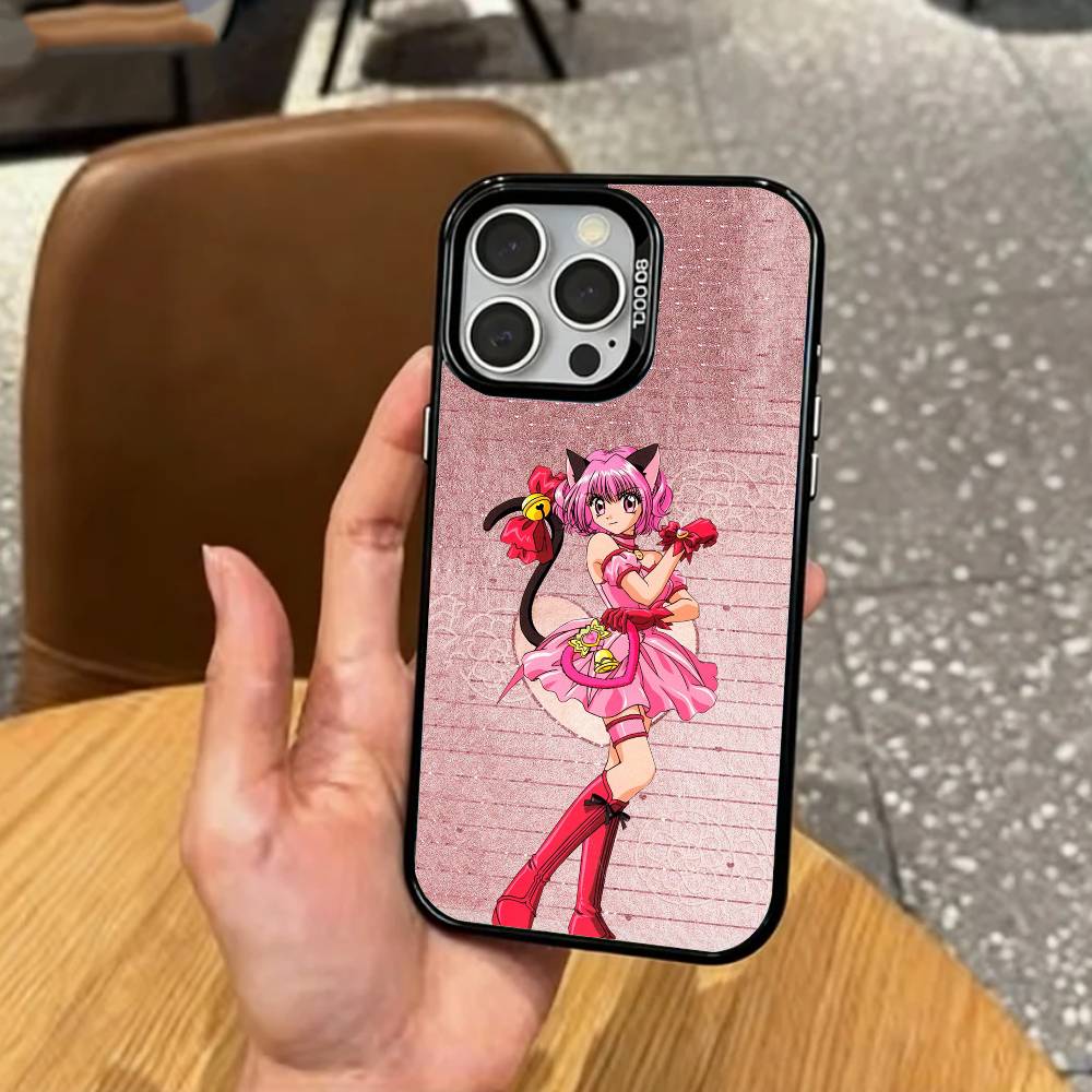 Magical Girl Tokyo Mew Mew Phone Case For iPhone17,16,15,14,13,12,11 Plus,Pro Max Colored Silver Plated Inside Cover
