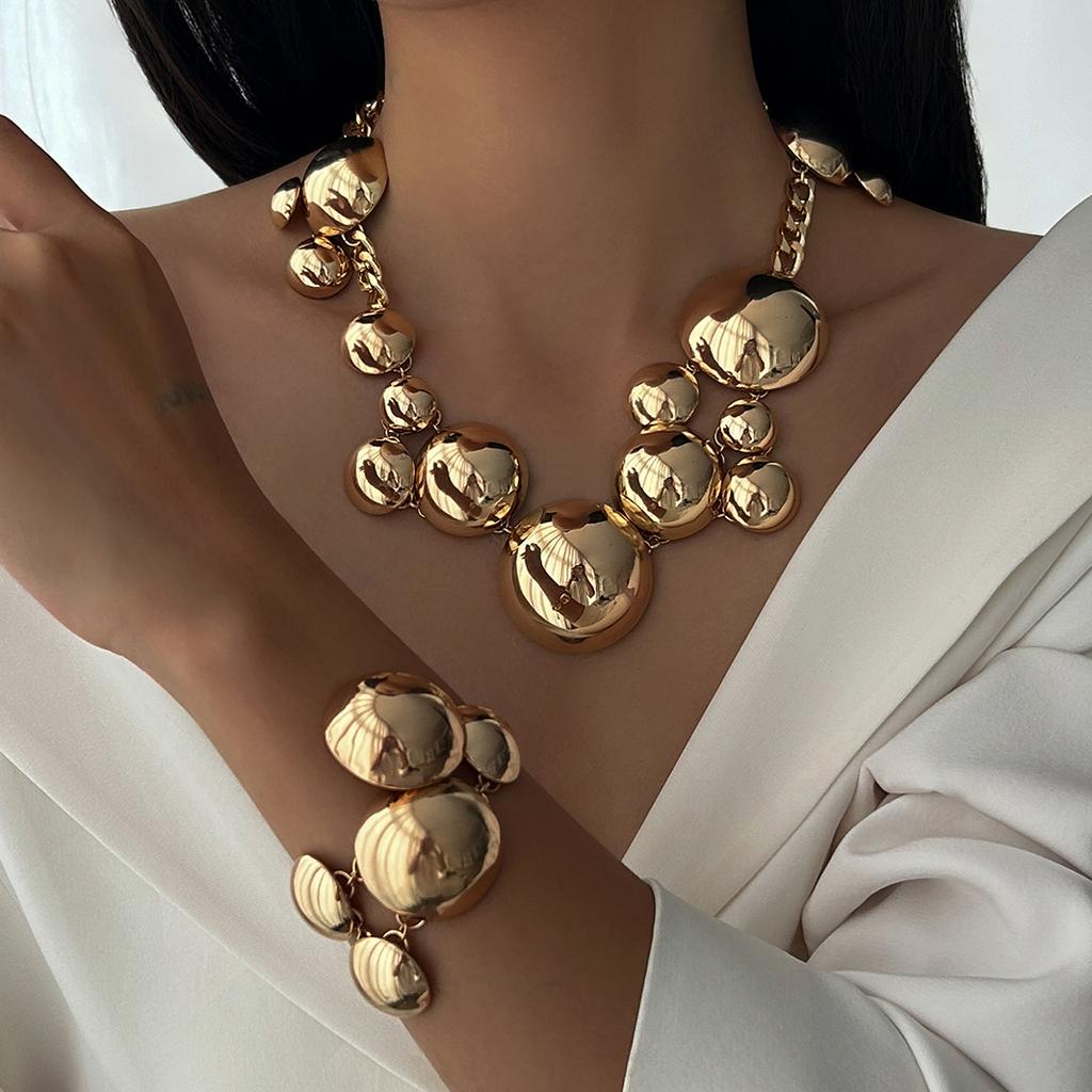 Ingemark Hip Hop Punk Semicircle Chain Necklace Bracelet for Women 2026 Trend Classic Metal Link Grunge Jewelry Steampunk Men