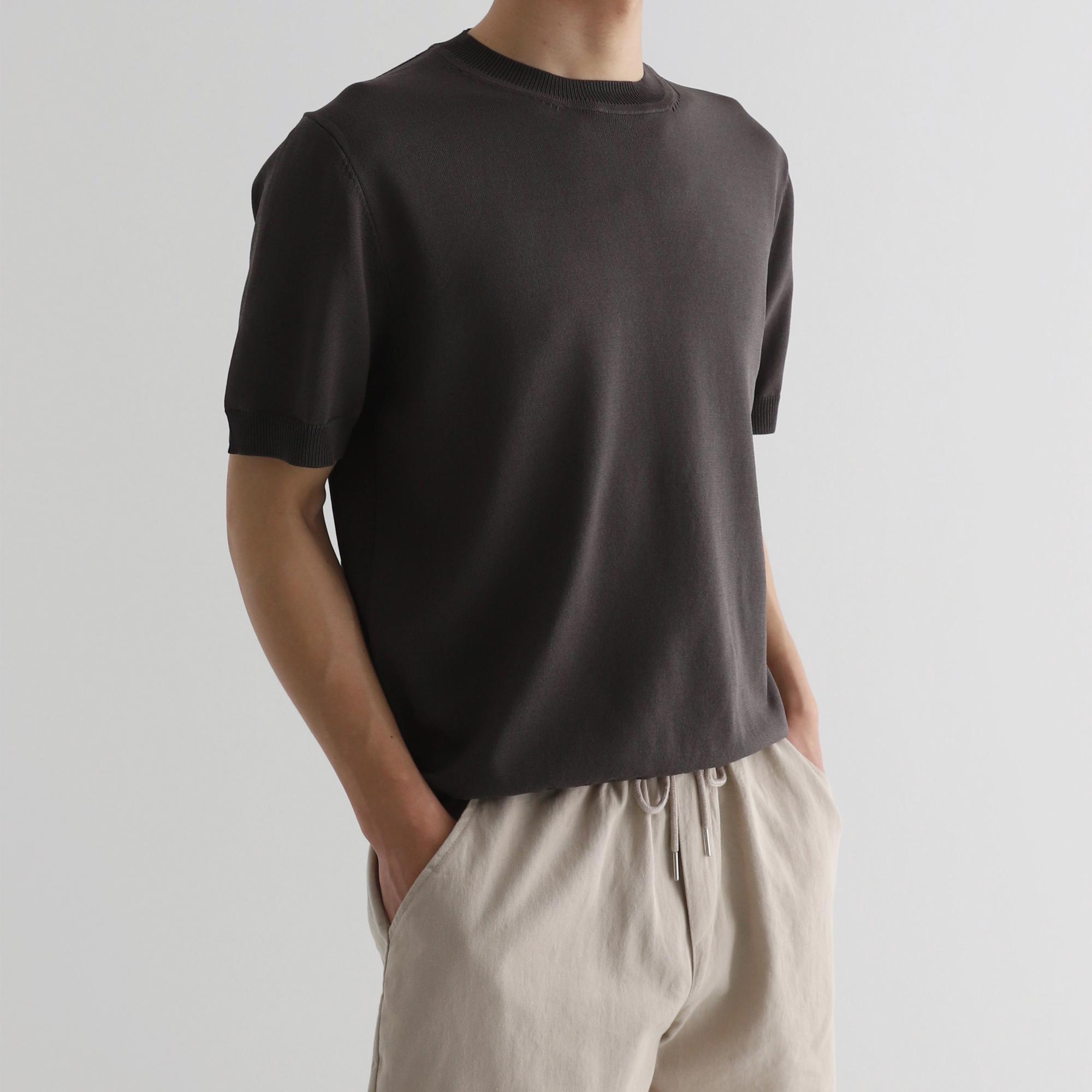 Graph Platform Cooling Muscle Fit Short Sleeve Knit Charcoal Charcoal/M