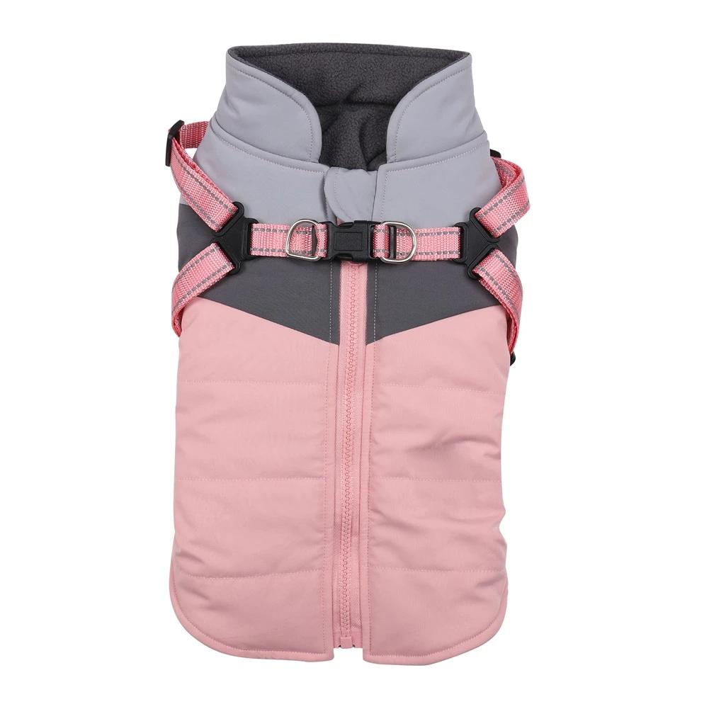 Winter Warm Dog Clothes Reflective Pet Dog Jacket With Harness Waterproof Dog Coat for Small Large Dogs French Bulldog Outfit
