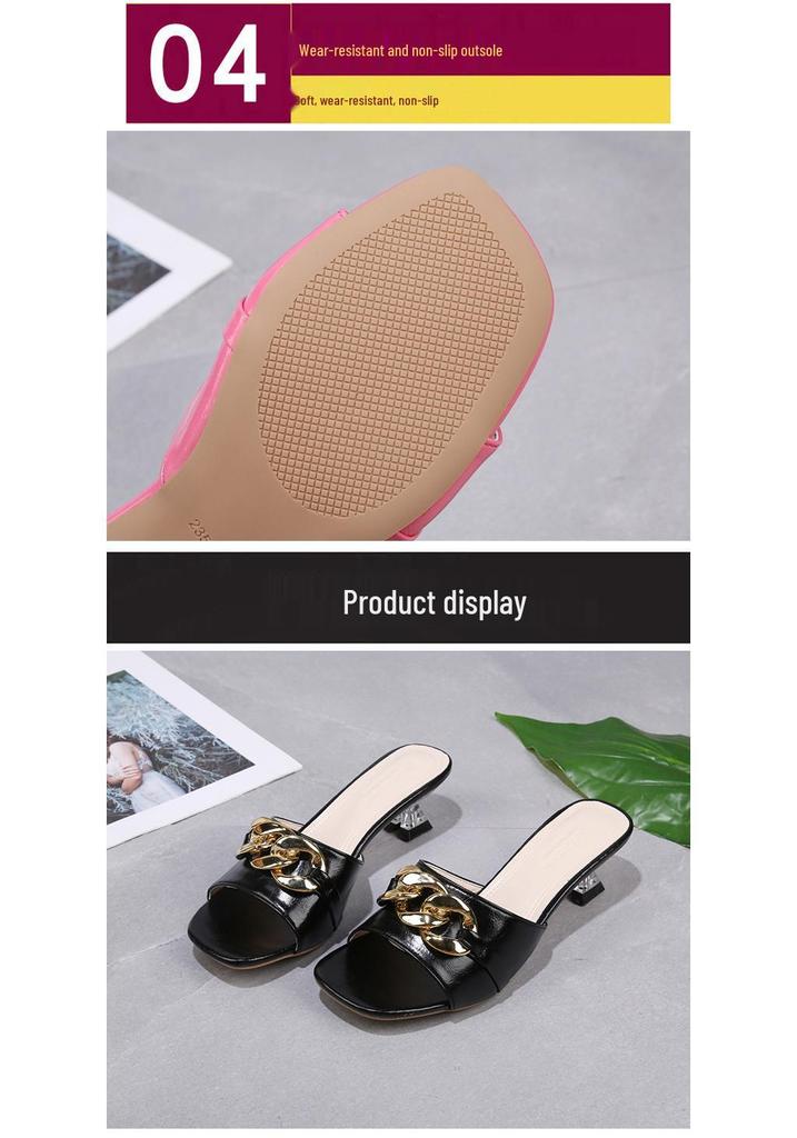 2025 Women's Fashion Fairy-Style Thin-Heeled Toe-Revealing Mid-Heel Sandals
