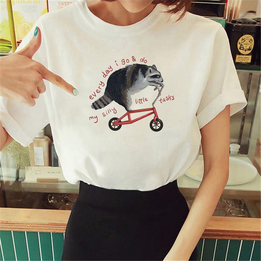 Racoon T-shirts Women Streetwear Funny Harajuku T Shirt Female Comic Female Tops Manga Clothes