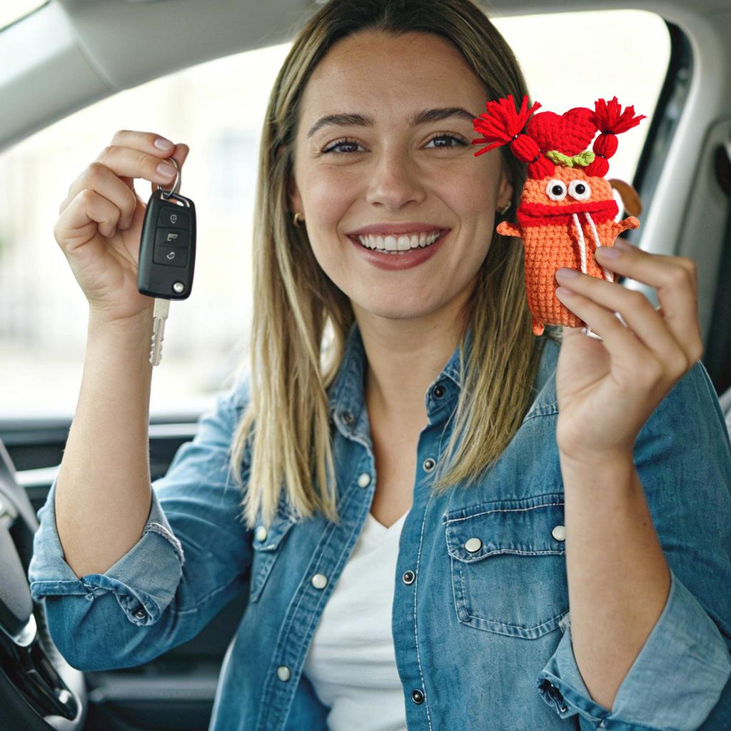 Wurst Lippen Schlüsselanhänger Tasche, Niedliches Cartoon Design, Handgestrickte Auto Schlüsselhülle.