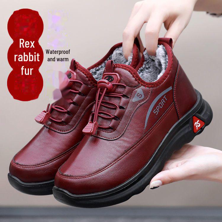Damen Winter Wasserdichte Samtgefütterte Baumwollstiefel für Mittleres Alter Ältere Leichte Weiche Sohle Warm Bequem Schneestiefel