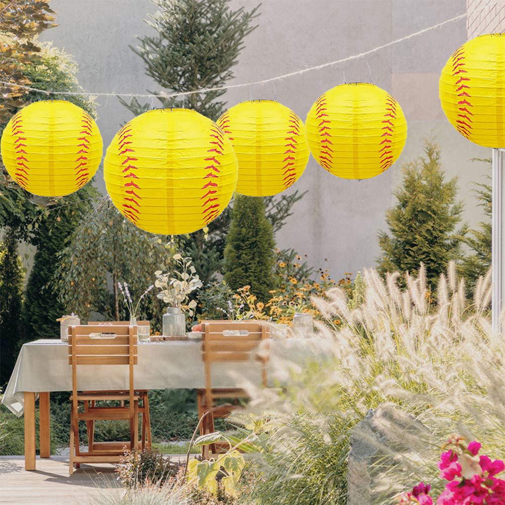 20cm Paper Lanterns Ball Hand Made Sports Theme Lantern Baseball/basketball/soccer Shape for Wedding Holiday Party Hanging Decor
