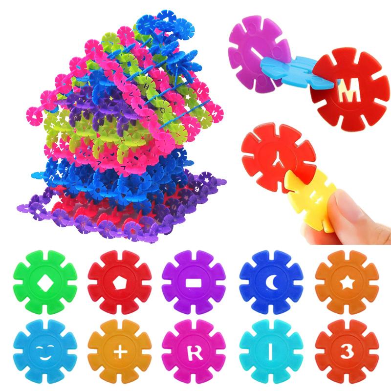 100/200 st Snöflinga Byggklossar Leksaker Montering Pedagogisk Leksak Barn DIY Spel Konstruktion Förskolebarn Gåva TMZ
