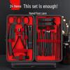 Men's Black Nail Care Set: Clippers, Ear Pick, Cuticle Scissors, Pedicure Tools