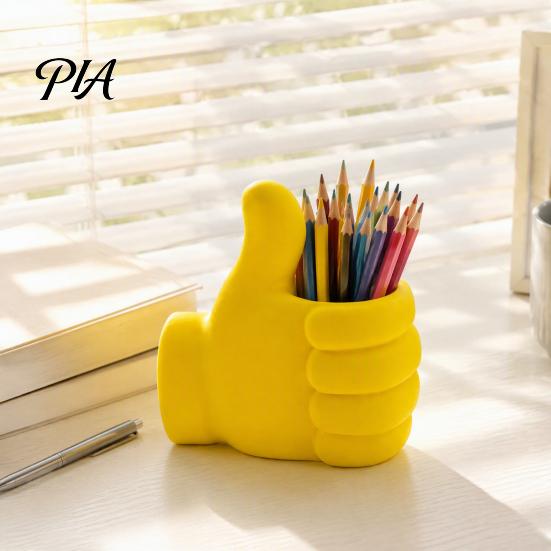 Desk Organizer for Stationery 3D Printed Thumbs?Up Pen Holder, Funny Gesture Shaped Organizer, Creative Thumb-Up Pencil Holder Cup, Cute Desktop
