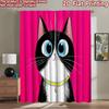 2D Flat Printing 2pcs Drapes Cute Cat Pet Portrait Digital Printed Polyester Drapes Family Party Use for Holiday Home Decor &