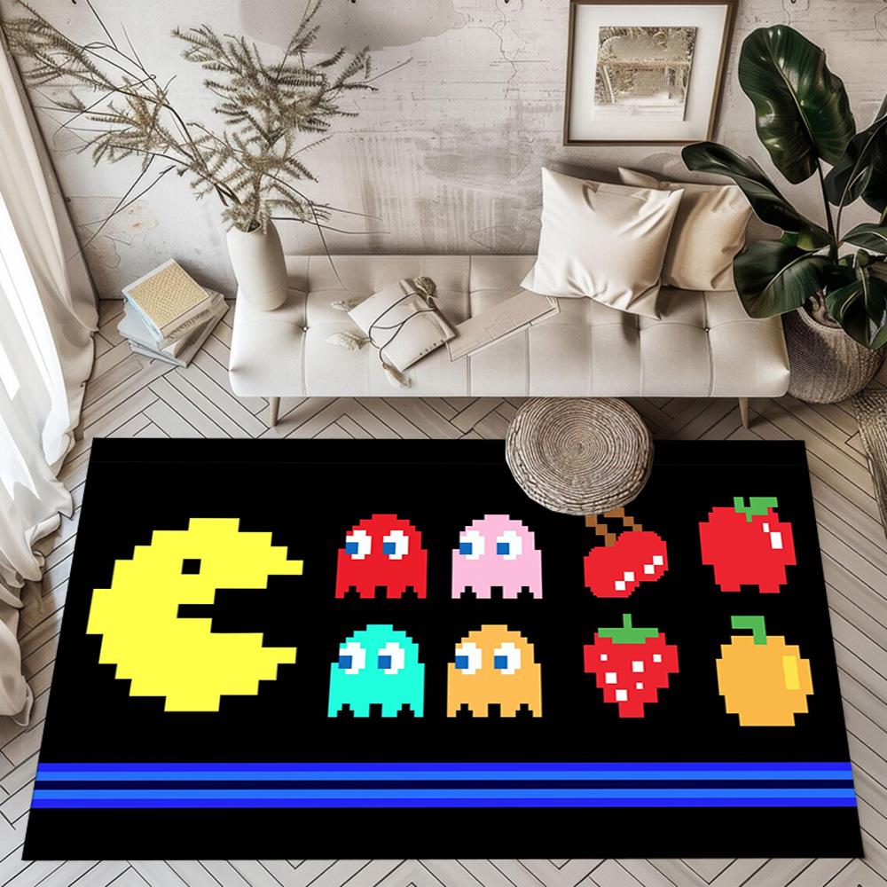Pac-man Adventure Square rugs are a great choice for living rooms, bedrooms, home décor, and as gifts.