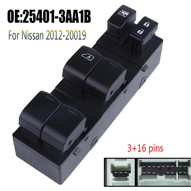 Front Left Electric Power Master Window Switch Lifter Control Button Parts for Nissan Versa 2012- Car Accessories 254013AA1B