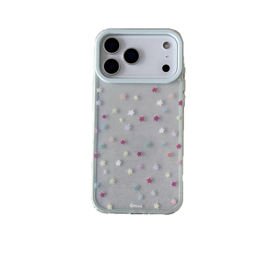 Minimalist Green Frame Starry Transparent Case for iPhone 17 Pro Max/16/15/14