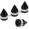 Bling Tire Valve Caps, Handmade Crystal Rhinestone Dimand Tire Caps, 4 Pack Aluminum Alloy Universal Valve Stem Caps Bling Car Accessories for