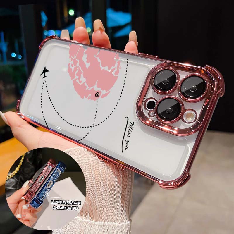 Airplane Heart Plating Case For Infinix Note 50 50S 50X 40 30 Pro Hot 60i 60 40 40i Smart 10 Plus 8 9 Clear Cover